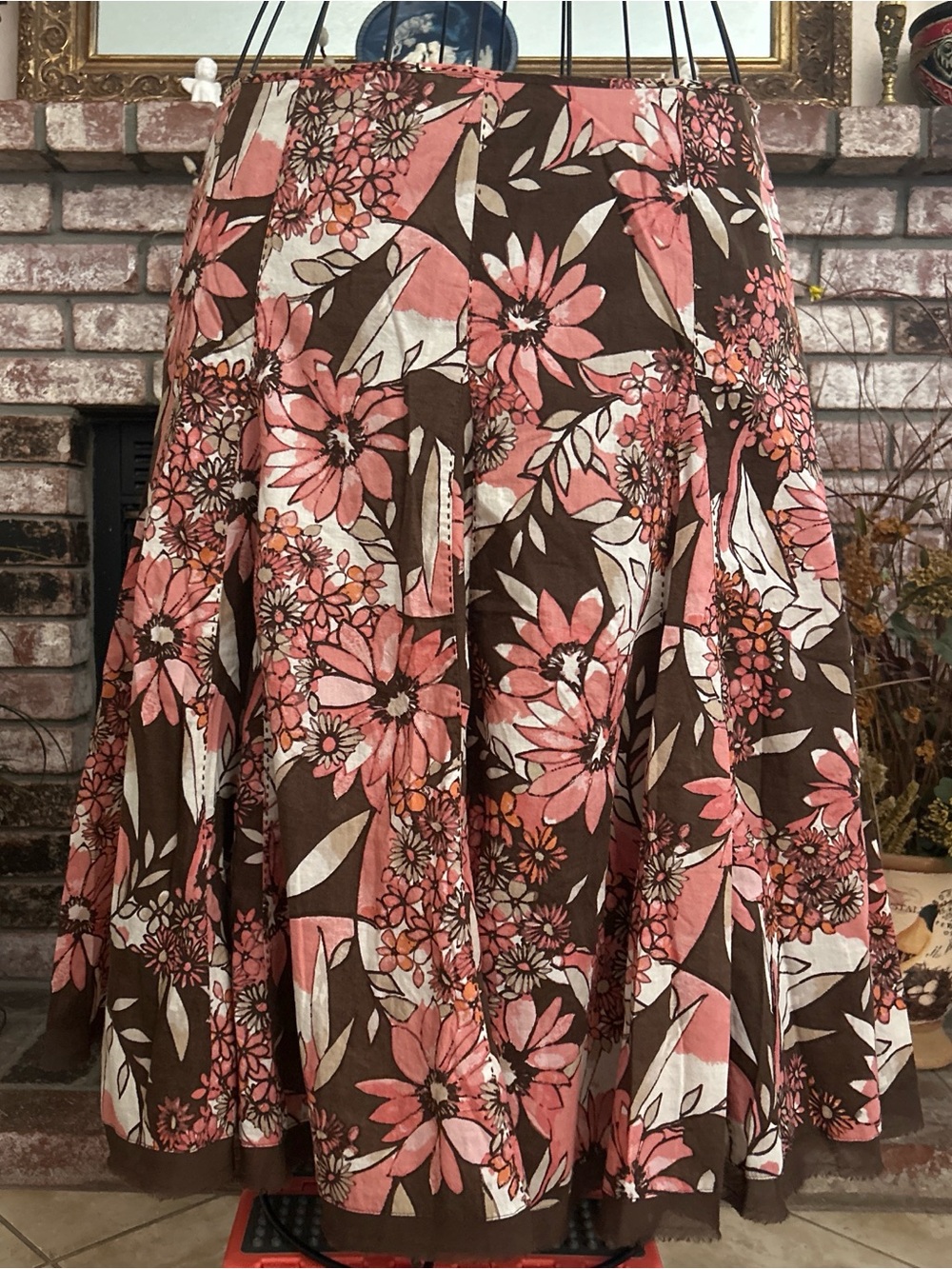 Y2k apt.9 Floral Print Skirt Design in Shades Of Pink, White And Brown Sz 14